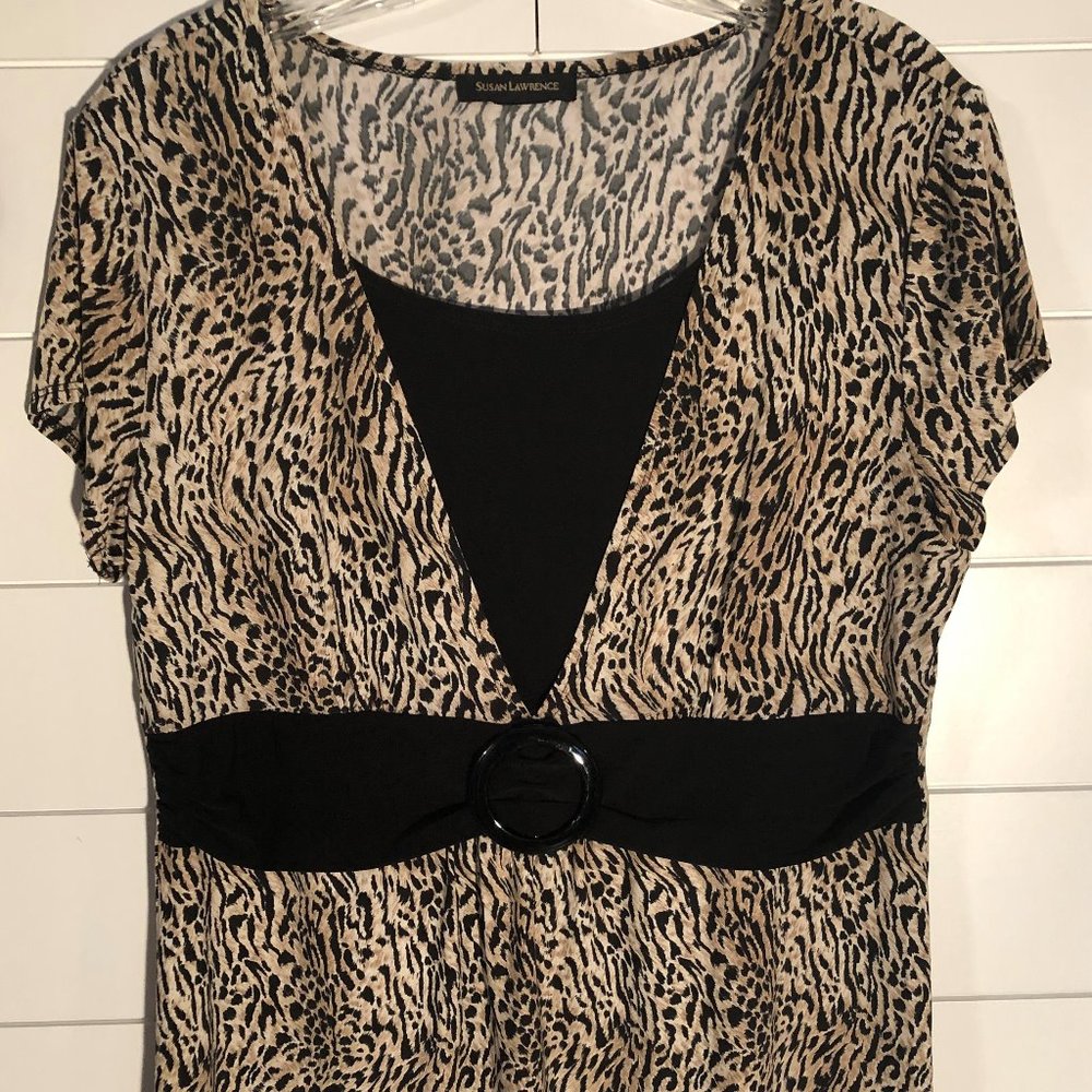SUSAN LAWRENCE BLACK AND BROWN ANIMAL PRINT